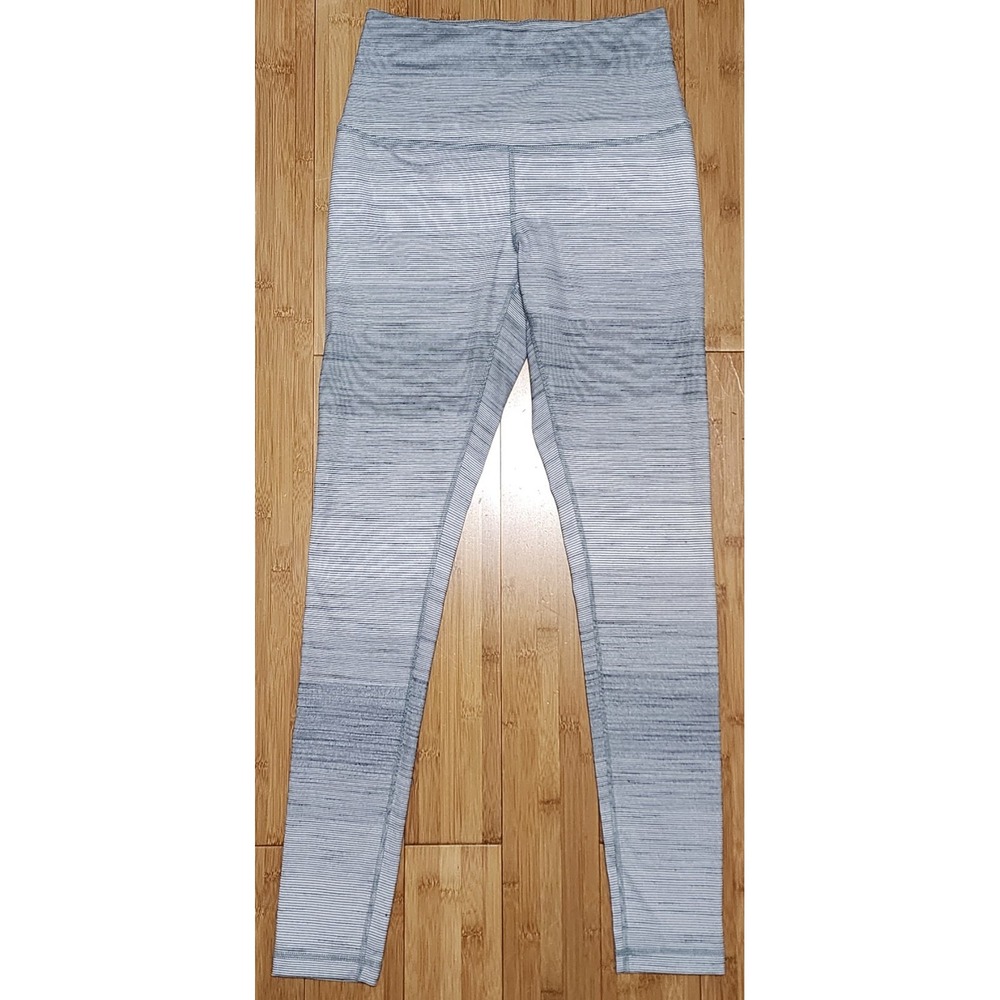 Zella High Rise Legging Womens Small Heather Gray Stripe Plank Yoga Pants S